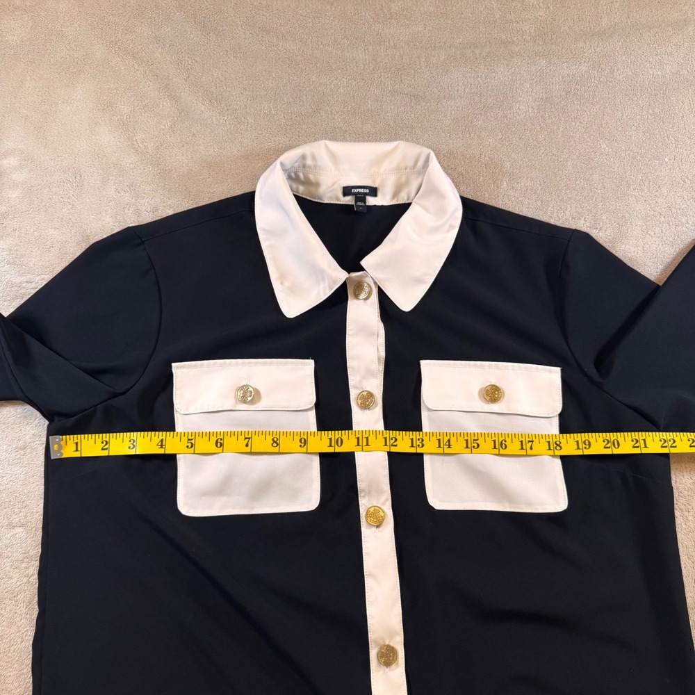 Luxury Parisian Old Money Yacht Club Black White Gold Button Quiet Luxe Sz L - Picture 8 of 10